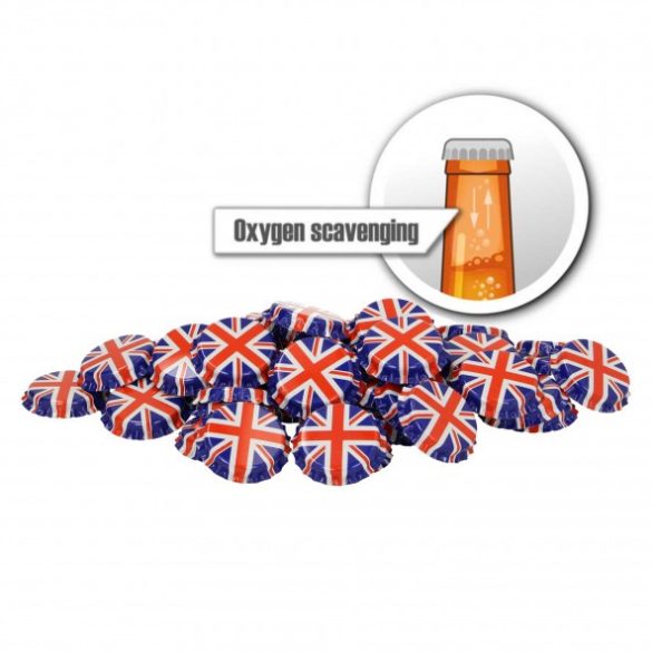 Crown corks 26 mm - oxygen scavenging - UK flag - 100 pcs 