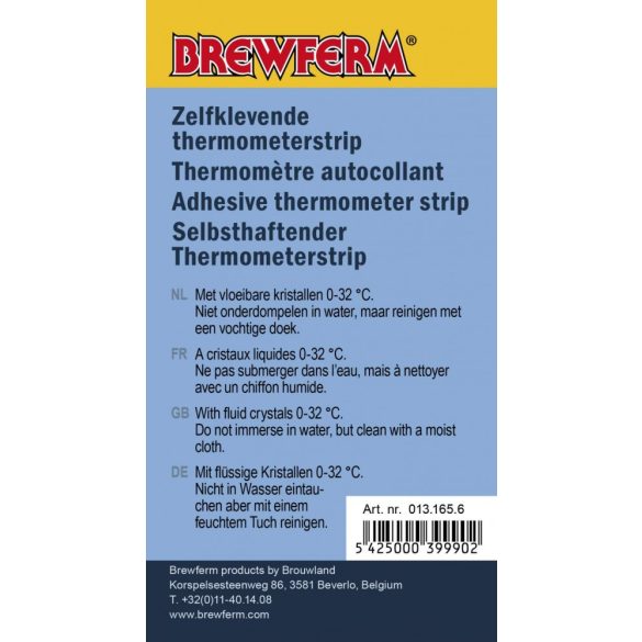  Brewferm liquid crystal thermometer strip 0-30°C 