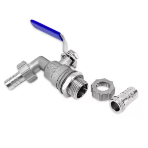 Replacement Gen 4 BrewZilla Ball Valve Assembly - 13mm Barb x 1/2' Male To Port x 13mm Barb